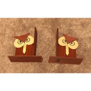 Cute Wooden Owl Bookends